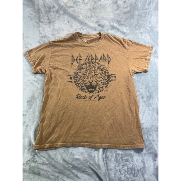 Def Leppard mens medium Tan1983 the Vinyl Icon t-shirt - Picture 1 of 6